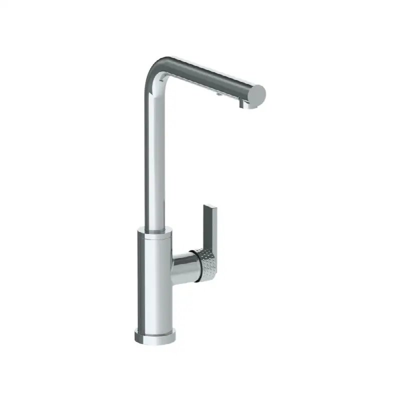 Deck Mounted 1 Hole Square Top Kitchen Faucet with Pull Out Spray - High Spout