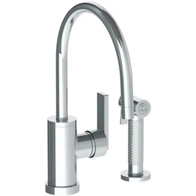 Deck Mounted 2 Hole Gooseneck Kitchen Set - Includes Side Spray