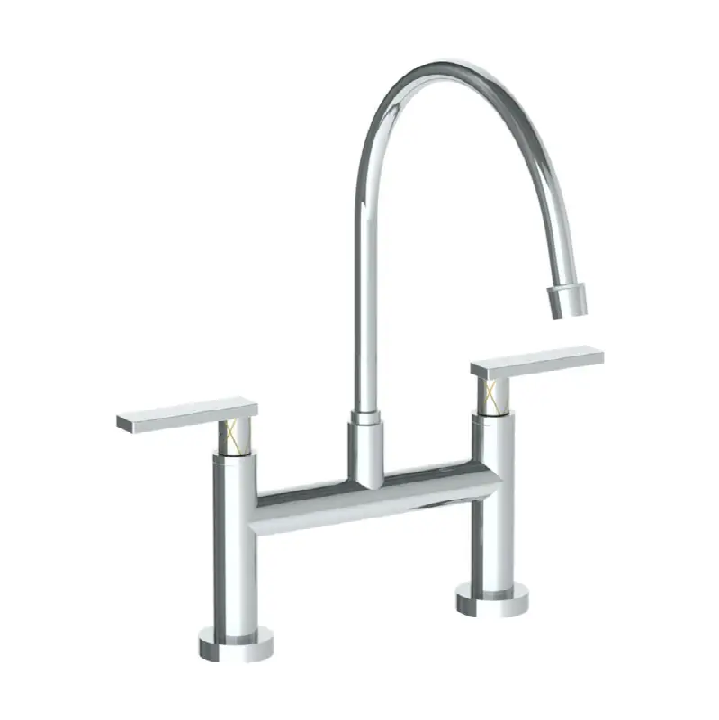 Deck Mounted Bridge Extended Gooseneck Kitchen Faucet