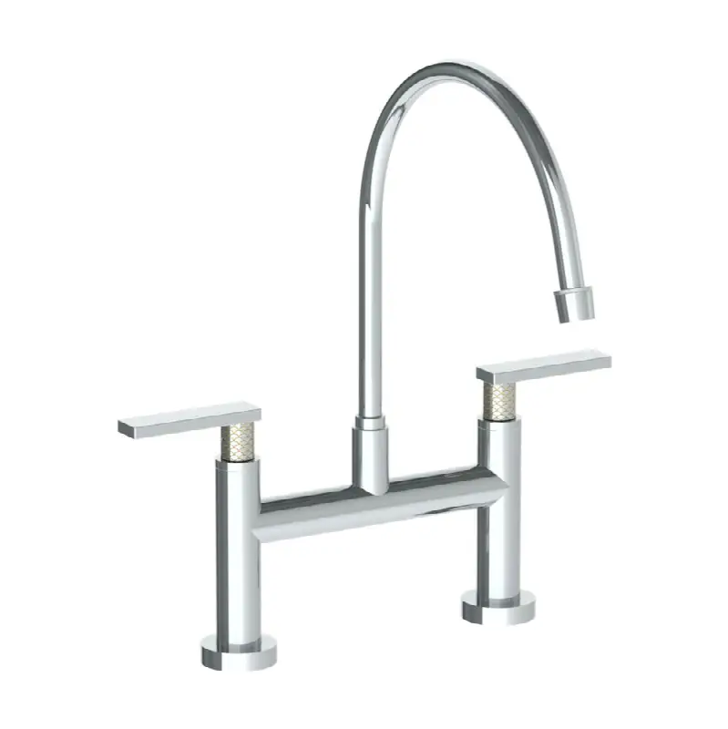 Deck Mounted Bridge Extended Gooseneck Kitchen Faucet