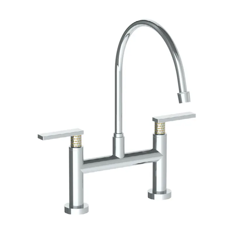 Deck Mounted Bridge Extended Gooseneck Kitchen Faucet