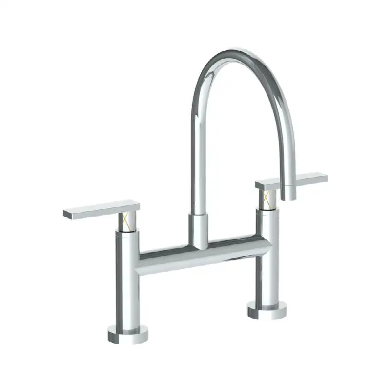 Deck Mounted Bridge Gooseneck Kitchen Faucet