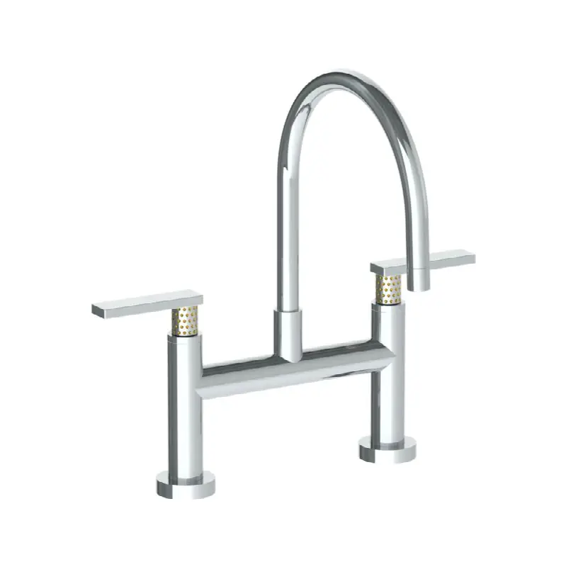 Deck Mounted Bridge Gooseneck Kitchen Faucet