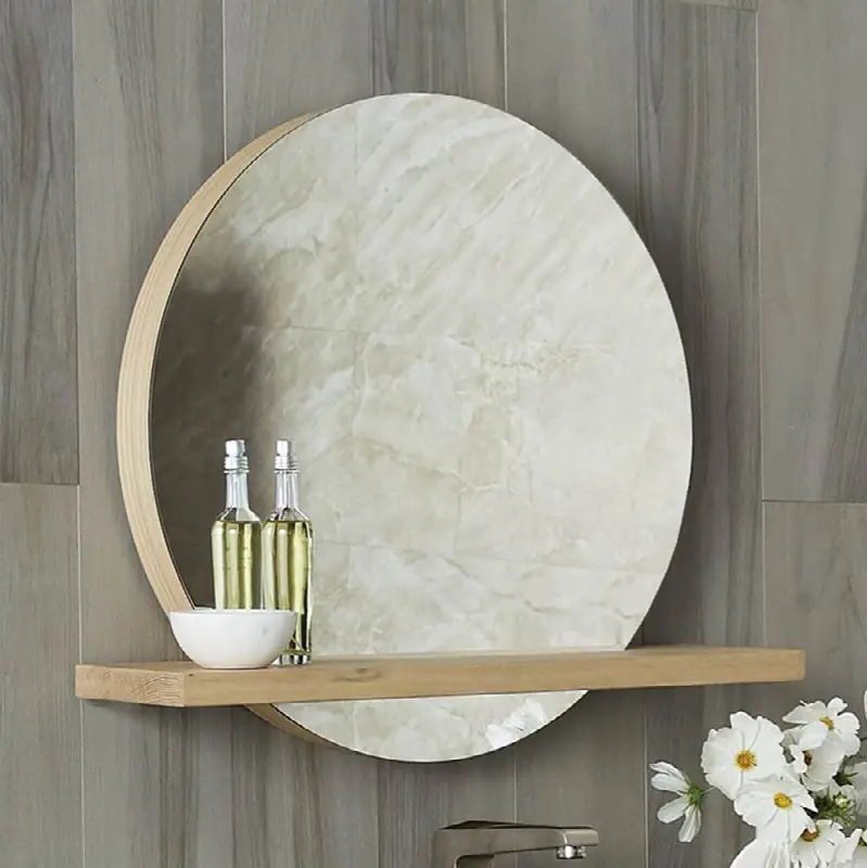 Solace 28" Mirror With Shelf in Sunrise Oak