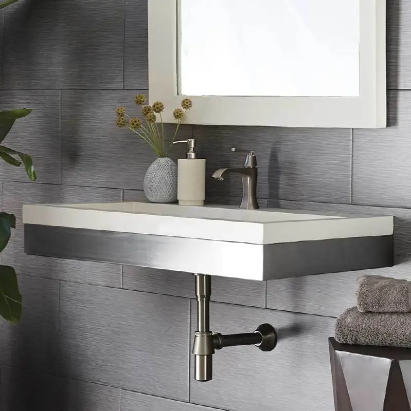 36" Zaca Vanity Base with NativeStone Trough in Pearl