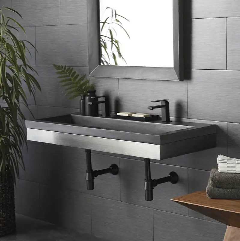 48" Zaca Vanity Base with NativeStone Trough in Slate