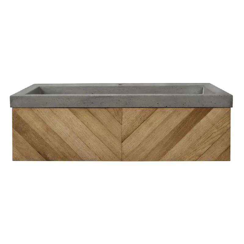 36" Chardonnay Floating Vanity with NativeStone Trough in Ash