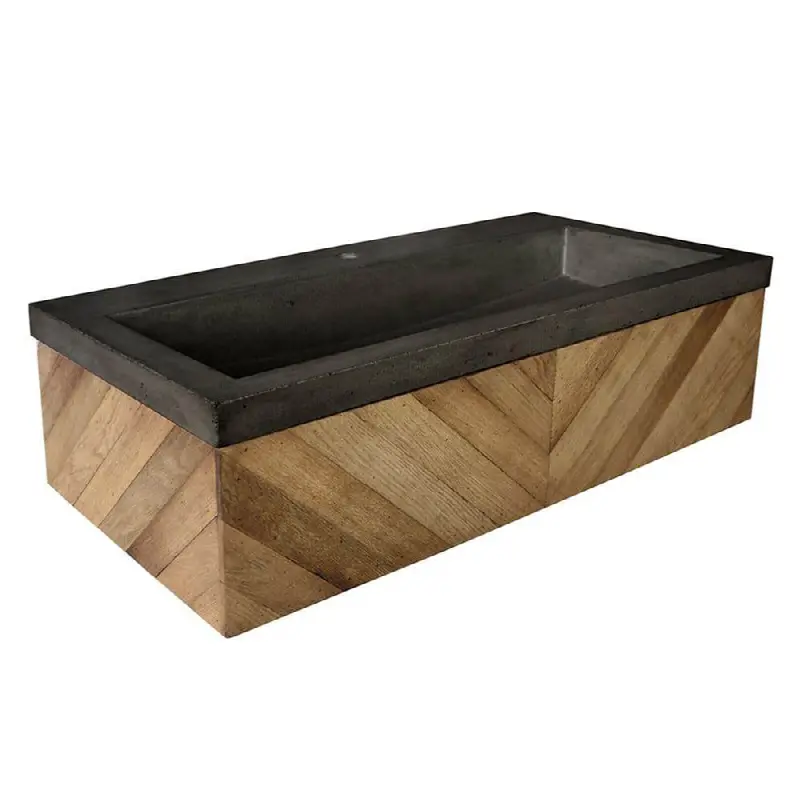 36" Chardonnay Floating Vanity with NativeStone Trough in Earth