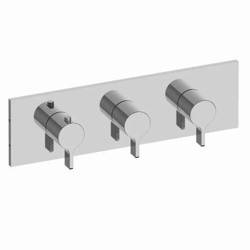 Terra Square M-Series Valve Trim with Three Handles (Horizontal Orientation)