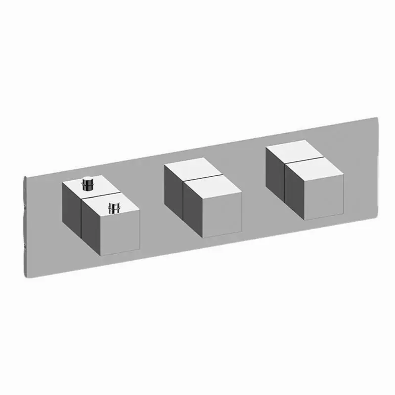 Incanto Square M-Series Valve Trim with Three Handles (Horizontal Orientation)