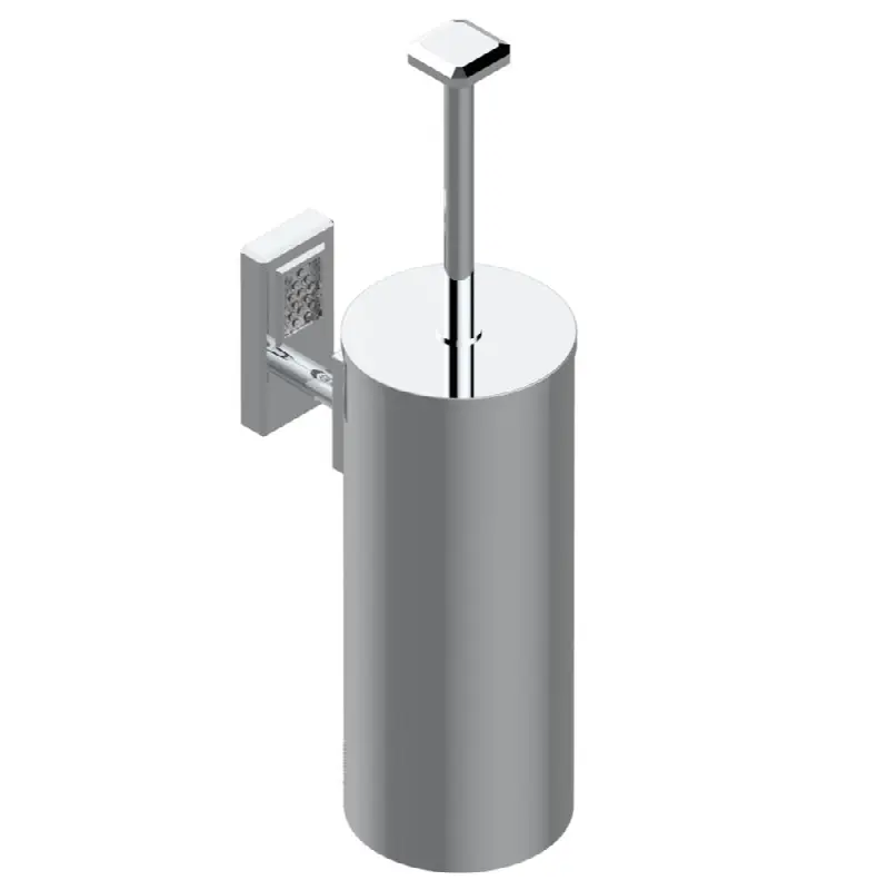 Metal toilet brush holder with brush with cover wall mounted