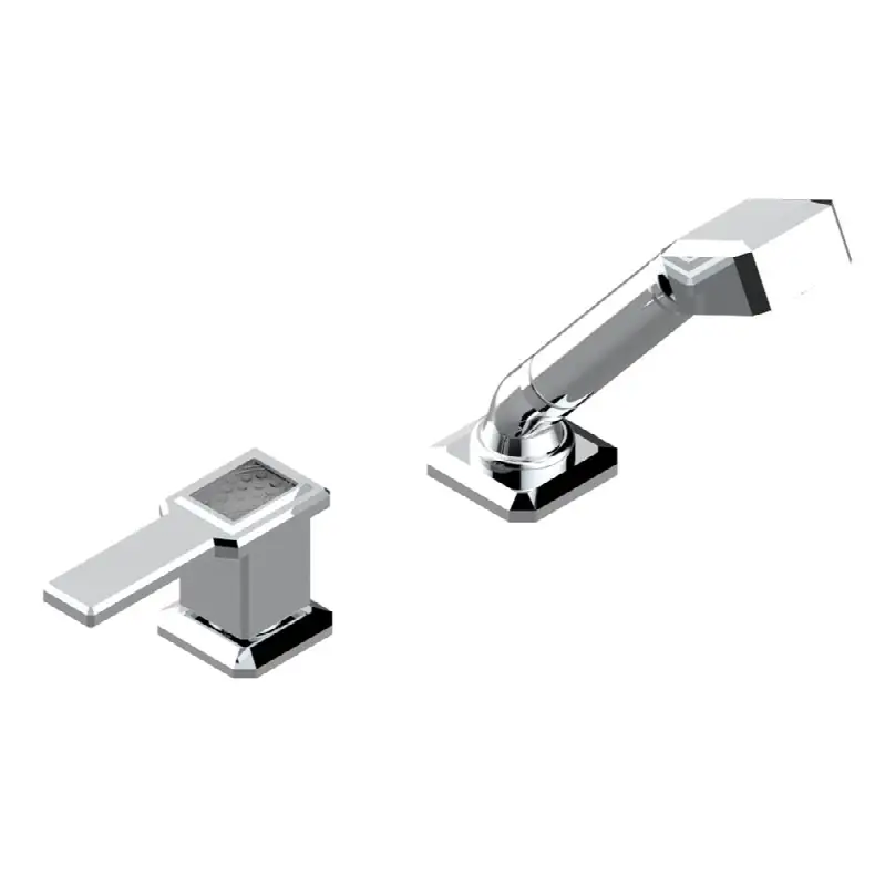 Deck mounted mixer with handshower, progressive cartridge