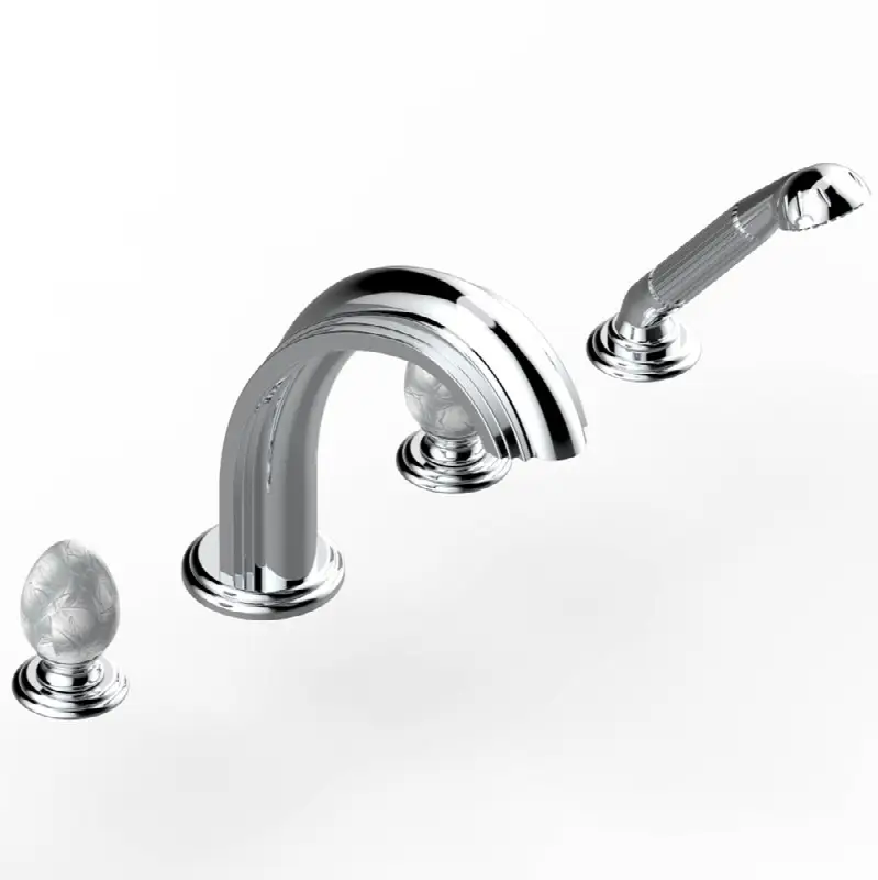 Roman tub set with divertor spout and handshower, 3/4" valves
