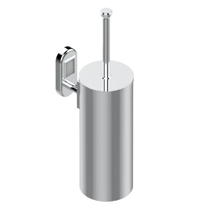 Metal toilet brush holder with brush with cover wall mounted
