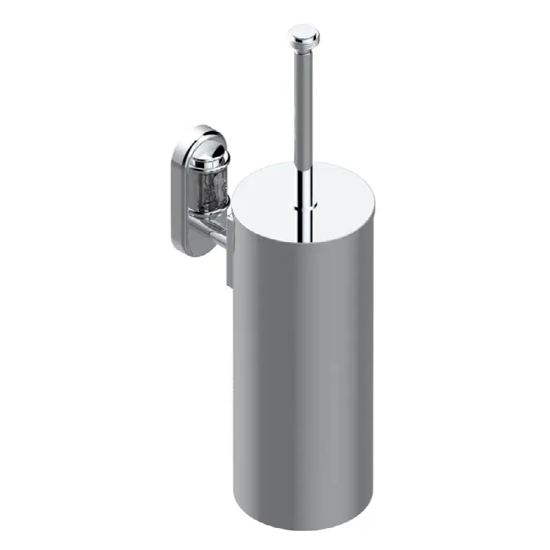 Metal toilet brush holder with brush with cover wall mounted