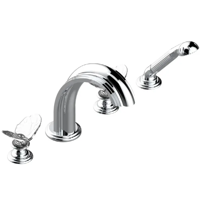 Roman tub set with divertor spout and handshower, 3/4" valves