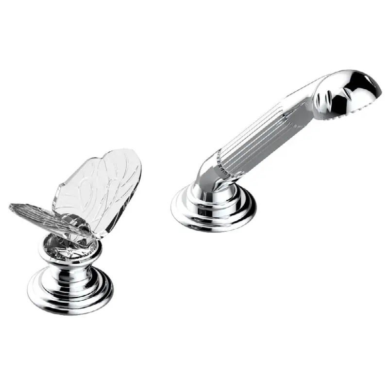 Deck mounted mixer with handshower, progressive cartridge