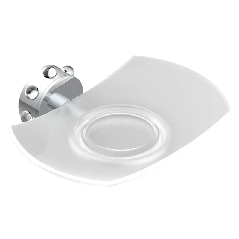 Glass soap dish, wall mounted