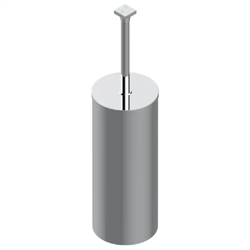 Metal toilet brush holder with brush with cover floor mounted