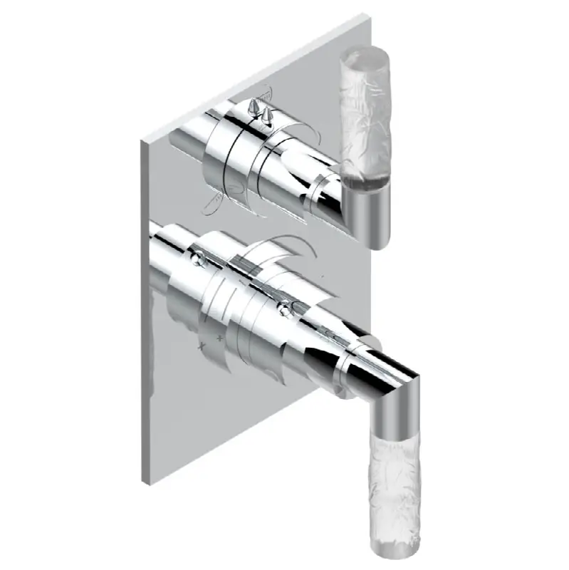 Trim for thermostatic mixer with stop valve and 3 way diverter, rough part supplied with fixing box ref.5 600AE/US