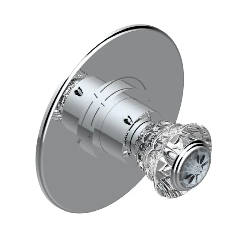 Trim for THG thermostatic valve, rough part supplied with fixing box ref. 5 200AE/US - Round plate model