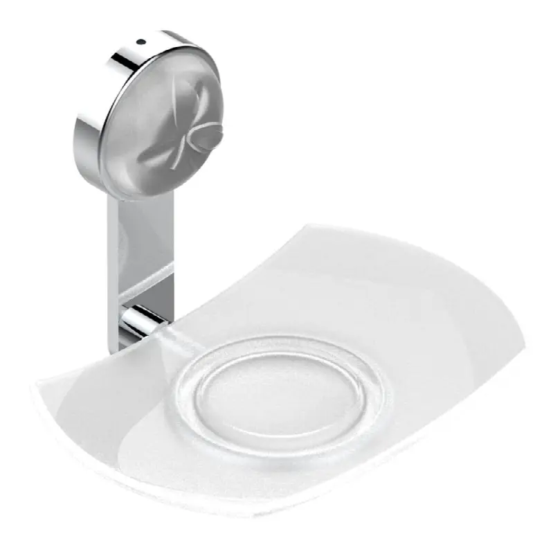 Glass soap dish, wall mounted