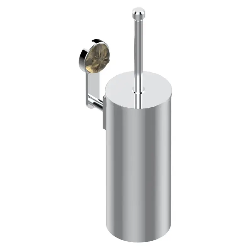 Metal toilet brush holder with brush with cover wall mounted