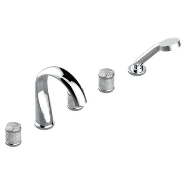Roman Tub Set With 2 x 3/4" Valves And Rim Mounted Ceramic Mixer With Progressive Cartridge And Handshower