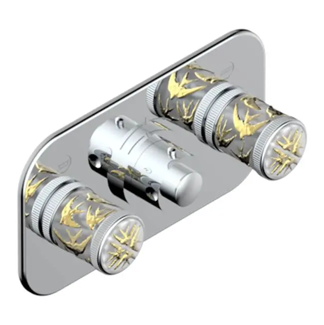 Trim For Thg Thermostat With 2 Valves Ref. 5 401ahm/us Rough Part Supplied With Fixing Box, Item To Be Installed Horizontal