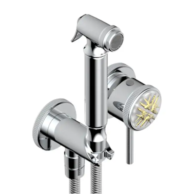 Trim Only For WC Douche Includes Trigger Spray, Wall Mounted Single Lever Mixer, Reinforced Hose, Wall Outlet With Integrated Elbow And Safety Stopper