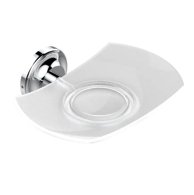 Glass soap dish, wall mounted