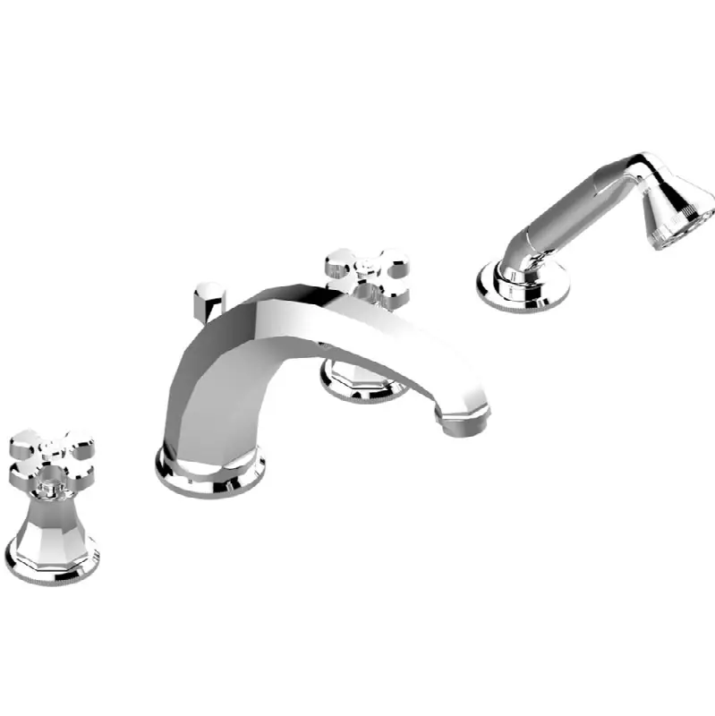 Roman tub set with high divertor spout and handshower, 3/4" valves