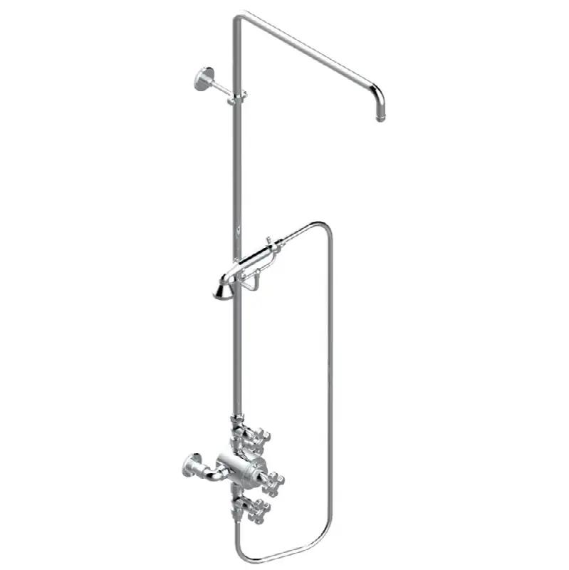 Exposed thermostatic shower mixer 2 volume controls, column and handshower on cradle - 6" centres (no showerhead)