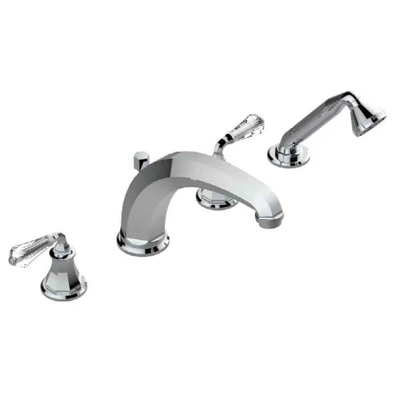 Roman tub set with high divertor spout and handshower, 3/4" valves