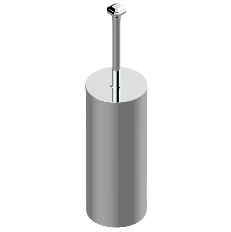 Metal toilet brush holder with brush with cover floor mounted