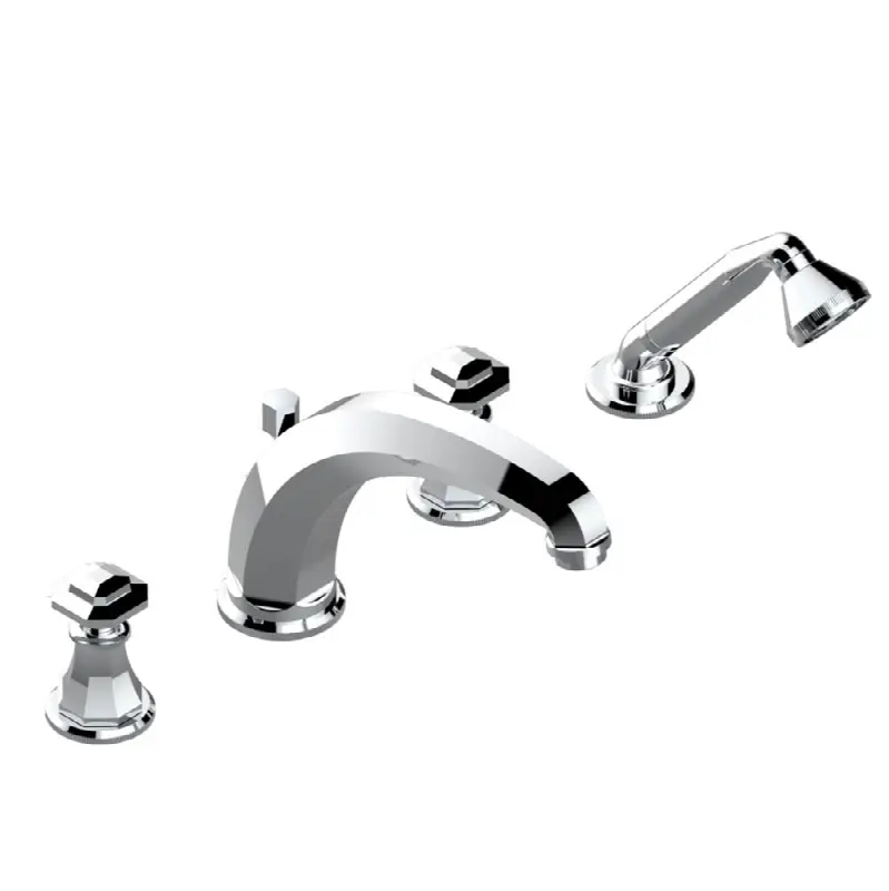 Roman tub set with high divertor spout and handshower, 3/4" valves