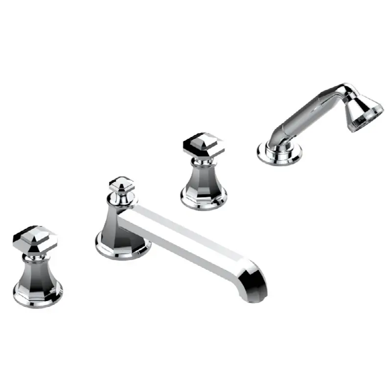 Roman tub set with divertor spout and handshower, 3/4" valves