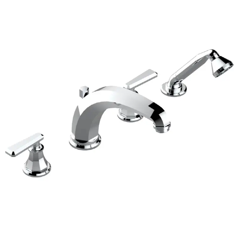 Roman tub set with high divertor spout and handshower, 3/4" valves