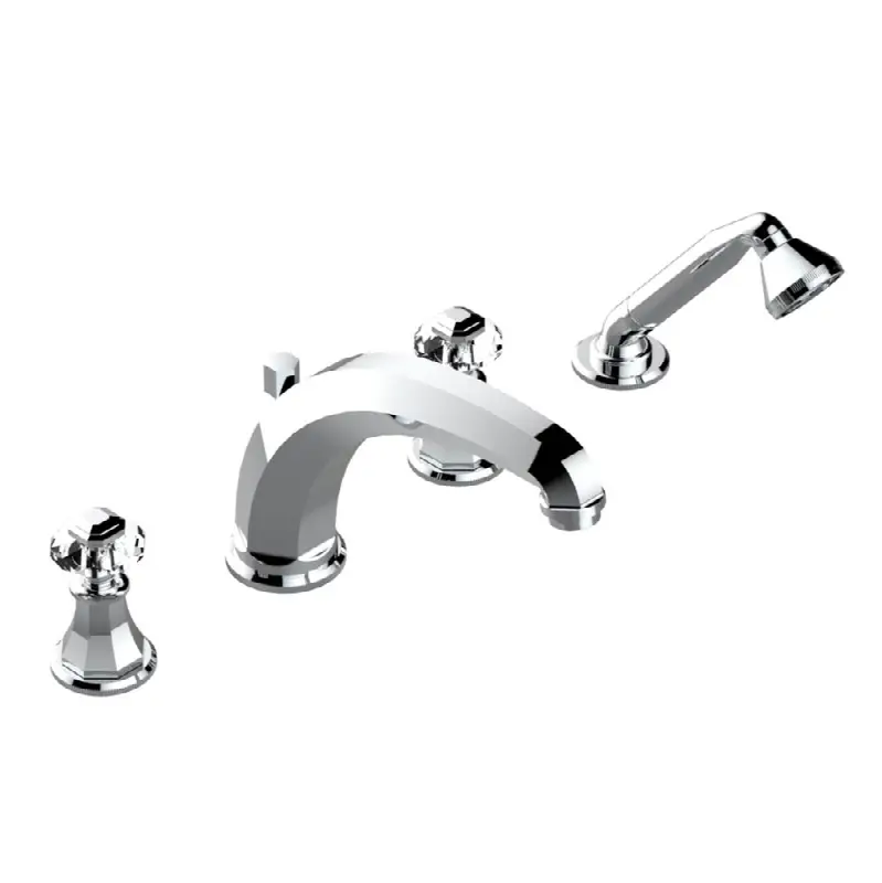 Roman tub set with high divertor spout and handshower, 3/4" valves
