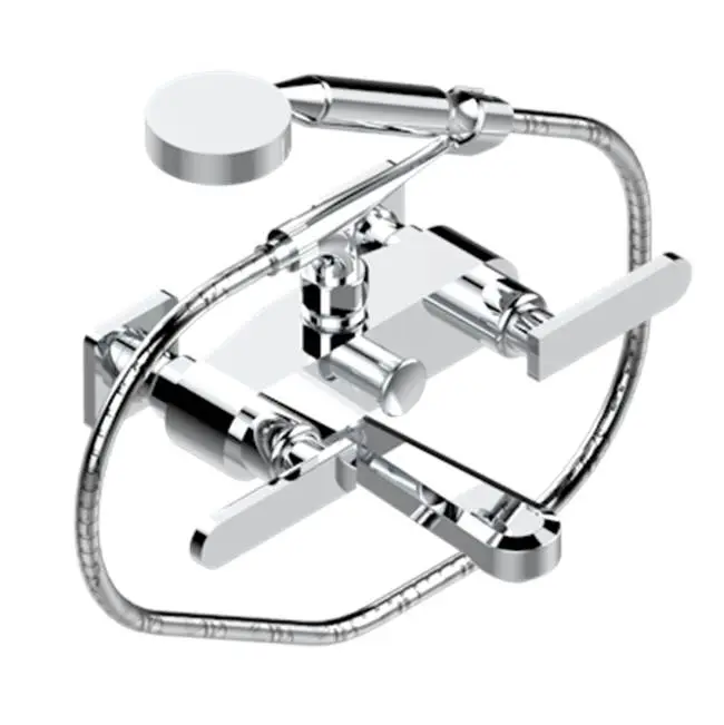 Exposed Tub Filler With Cradle Handshower, Wall Mounted