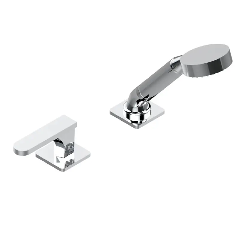 Deck mounted mixer with handshower, progressive cartridge
