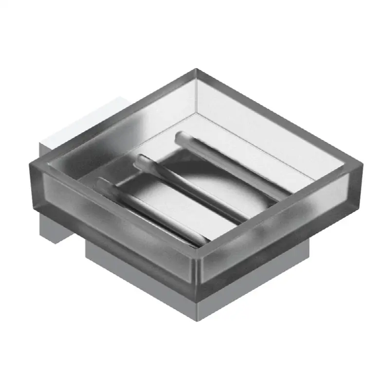 Glass soap dish, wall mounted