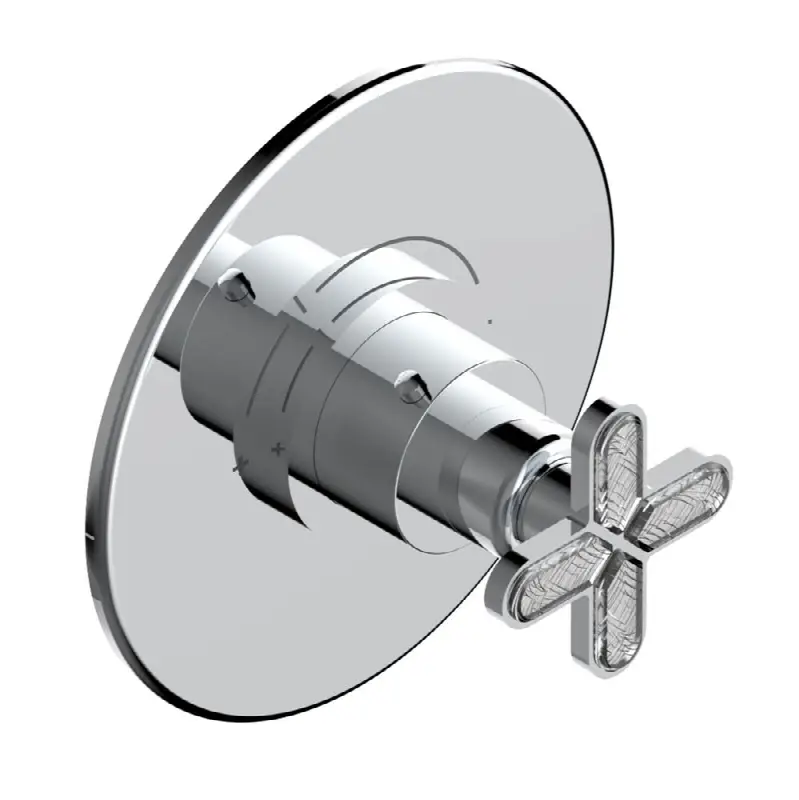 Trim for THG thermostatic valve, rough part supplied with fixing box ref. 5 200AE/US - Round plate model
