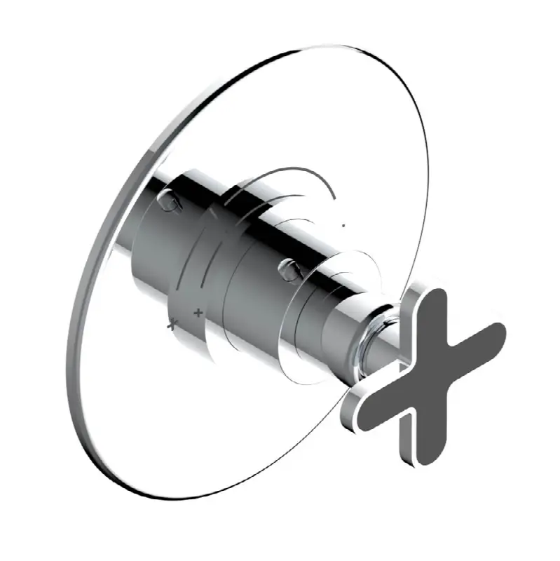 Trim for THG thermostatic valve, rough part supplied with fixing box ref. 5 200AE/US - Round plate model