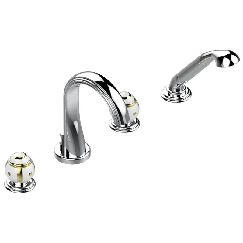 Roman tub set with divertor spout and handshower, 3/4" valves