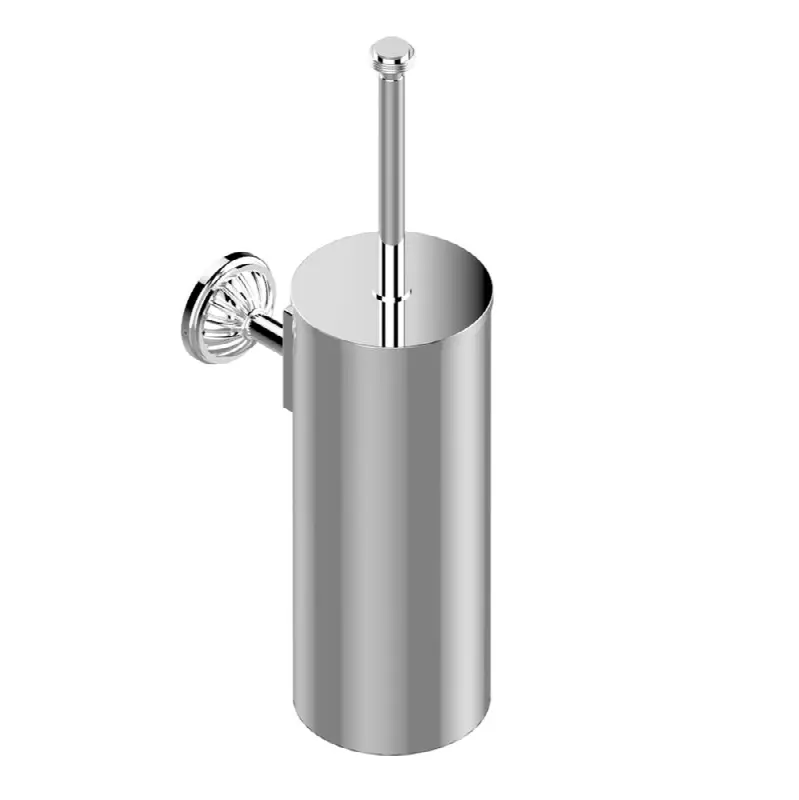 Metal toilet brush holder with brush with cover wall mounted