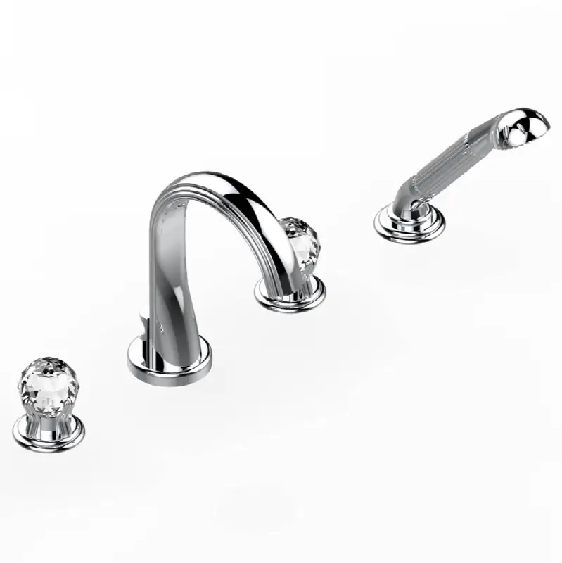 Roman tub set with divertor spout and handshower, 3/4" valves