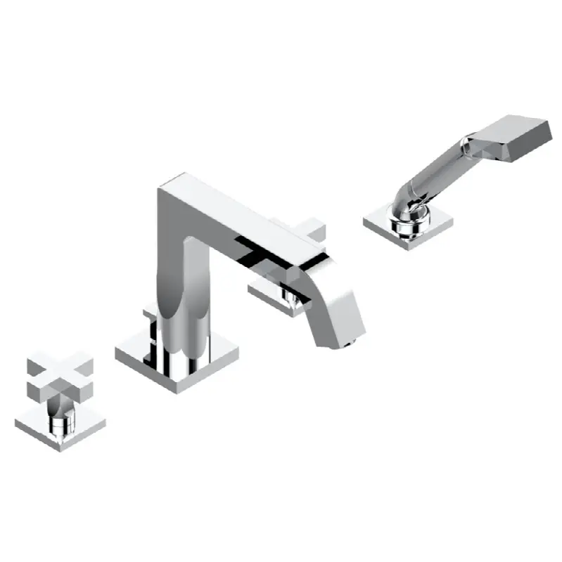 Roman tub set with divertor spout and handshower, 3/4" valves