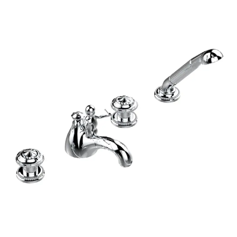 Roman tub set with divertor spout and handshower, 3/4" valves