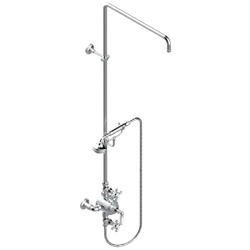 Exposed thermostatic shower mixer 2 volume controls, column and handshower on cradle - 6" centres (no showerhead)